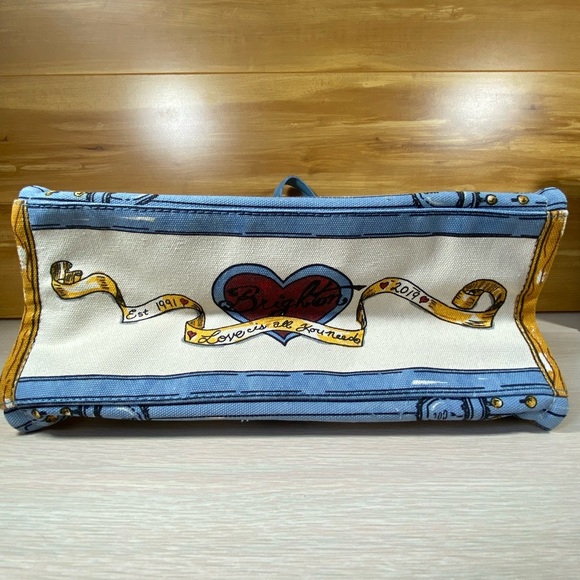 NWT Brighton In Love We Trust Queen of Hearts Print Canvas Shoulder Purse Tote - Picture 9 of 13